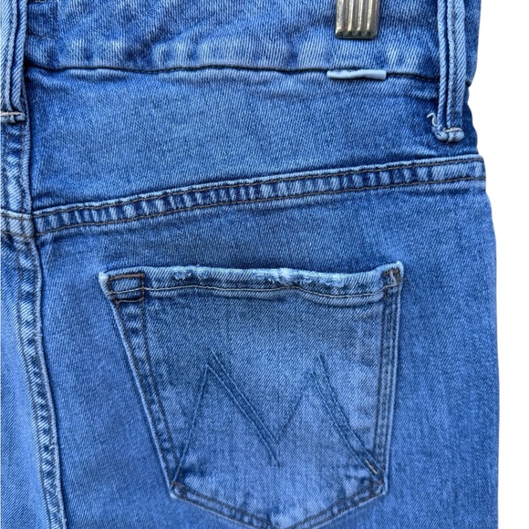 MOTHER Light Blue High-Rise Skinny Jeans with Knee Rips - Picture 6 of 10
